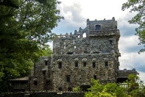 castle among green forest