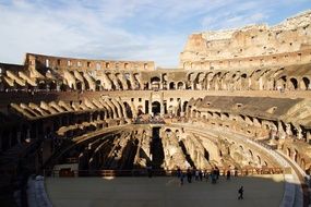 Aerial view of ancient roman colosseum in Italy