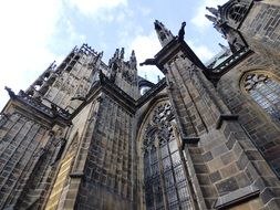 view of the gothic cathedral with stained glass