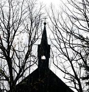 silhouette of a high chapel