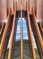 modern building with wooden and glass facade