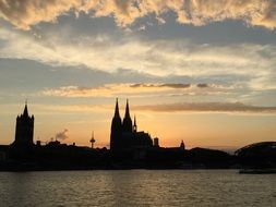 silhouette of cologne cathedral at Sunset sky, germany