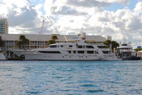 luxury white yacht on the water