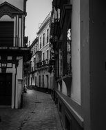 Old Street in spain in black and white