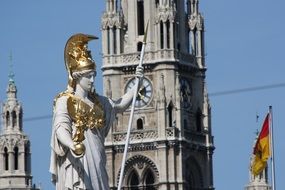 monument on the background of the chapel in austria