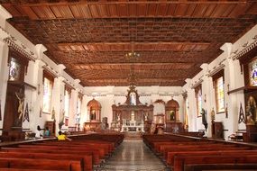 wooden church interior in colombia