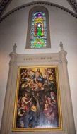 painting on wall in santa maria novella cathedral, Italy, Florence