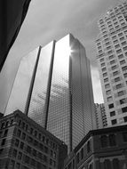 black and white photo of urban architecture in Boston