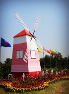 windmill in the flower garden