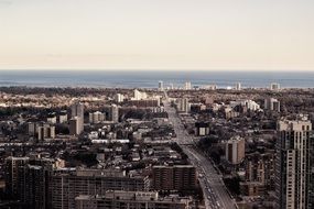 Panorama of a wide city street in New York, America