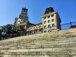staircase near a European building