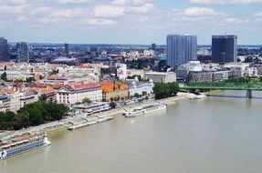 Bratislava city on the banks of the Danube River, Slovakia