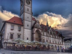 Old Town Hall at beautiful colorful sky in Olomouc, Czech Republic