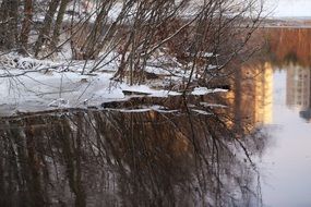 houses are mirrored in water