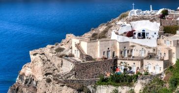 Oia on the coast in Santorini in Greece