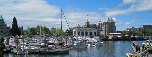 panoramic view of a city harbor in british columbia