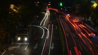 on the highway in shanghai at night