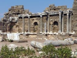 Old ancient ruins with the columns