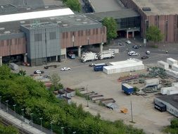 aerial view of the factory yard