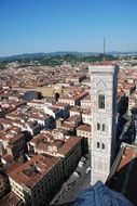 tower over the roofs of houses in florence