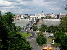 Landscape of Chain bridge in Budapest