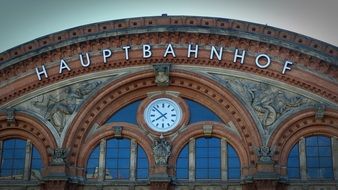 facade with clock of the railway station