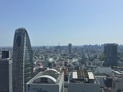 black and white photo of buildings in tokyo