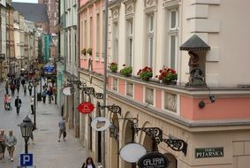 buildings with decorative plaster on a pedestrian street