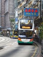 double-decker bus on street in Hongkong