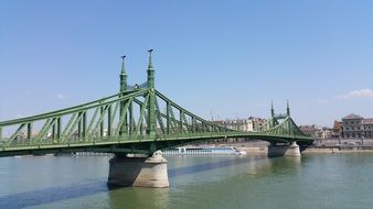 green bridge over the Danube river in Budapest