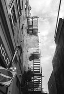 fire escape on the facade of a modern building