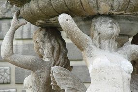 mermaid as a fountain, sculpture decorations