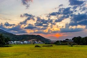 distant view of small asian town