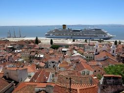 cruise liner in port in lisbon