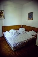 double bed in a hotel room
