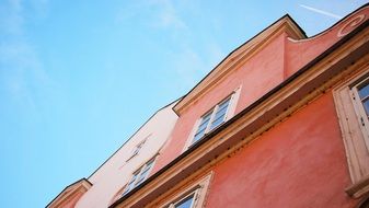 old red and pink facade, detail, czech, Prague