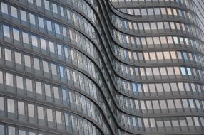 wavy facade of a modern building close-up