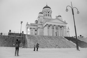 Black and white photo of Helsinki