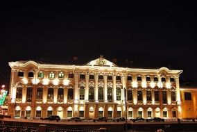 Stroganov Palace in St. Petersburg at night