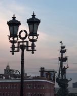 vintage street Lantern at evening sky, Russia, Moscow