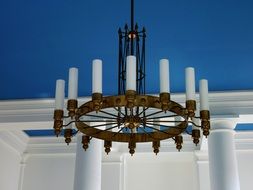 white chandelier with white shades