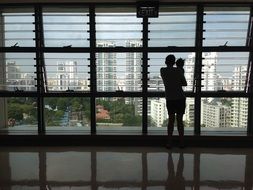 dad with child looking at the city