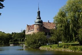 landscape of the moated Castle in Sweden