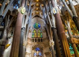 Sagrada Familia cathedral amazing interior