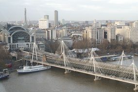 aerial view of river Thames and bridge in London