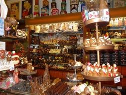 showcase in a chocolate shop in belgium