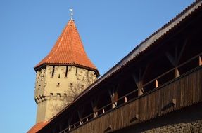 towers of an ancient fortress in Sibiu, Romania