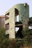 destroyed building in Sarajevo