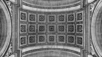 art arches in paris in black and white image