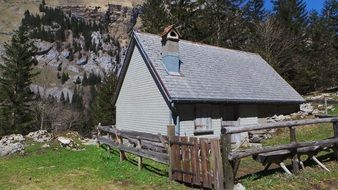small house in the alpine mountains